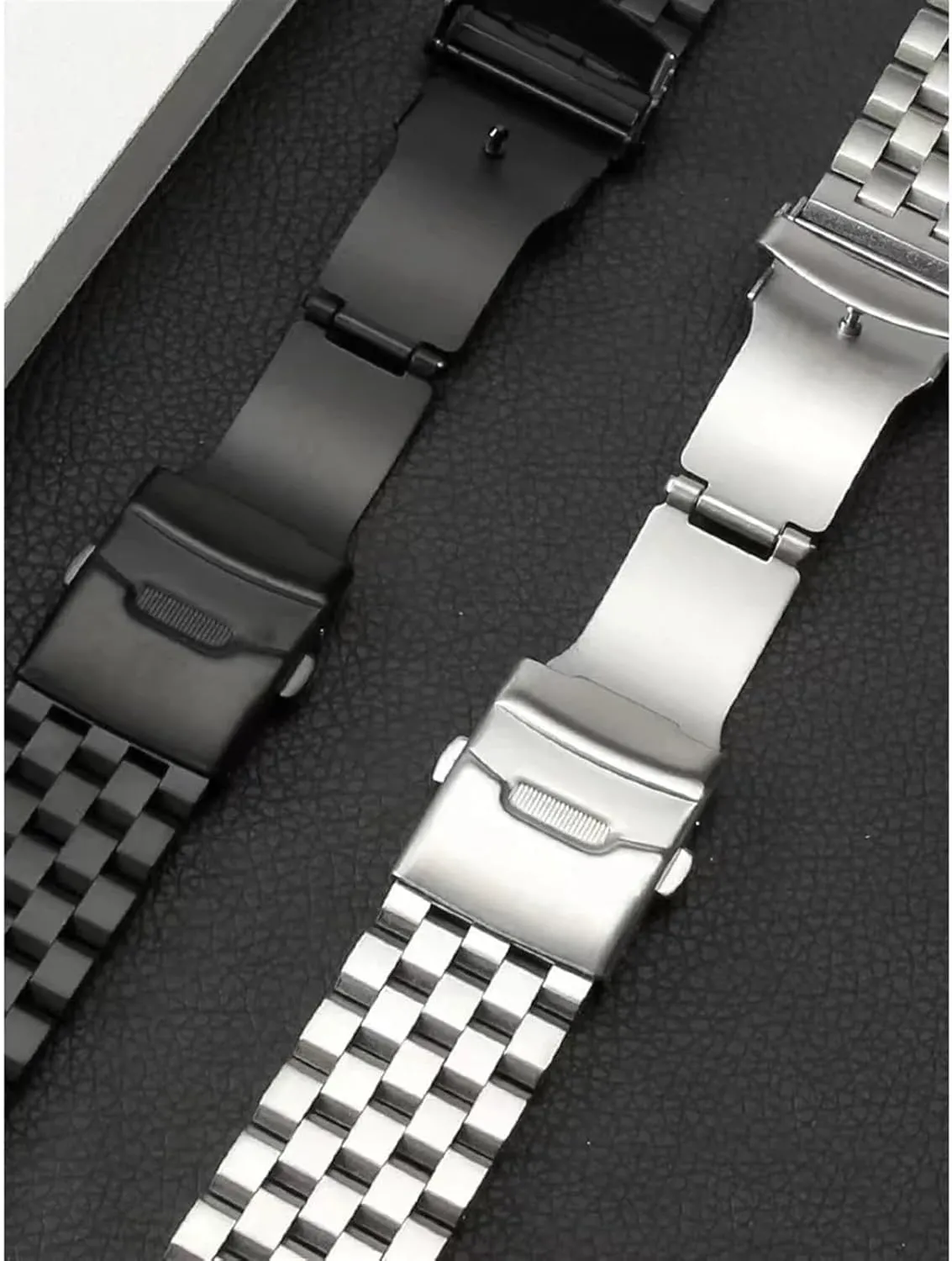18mm 20mm 22mm 24mm 26mm Solid Stainless Steel Strap For Men Extended Fold Clasp Band Metal Brushed Bracelet