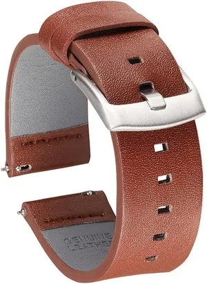 18mm 20mm 22mm 24mm Genuine Leather Strap Watch Watchband for Smart Watch Quick Release Watchbands(White-Patch Five-Pointed star4,24mm)