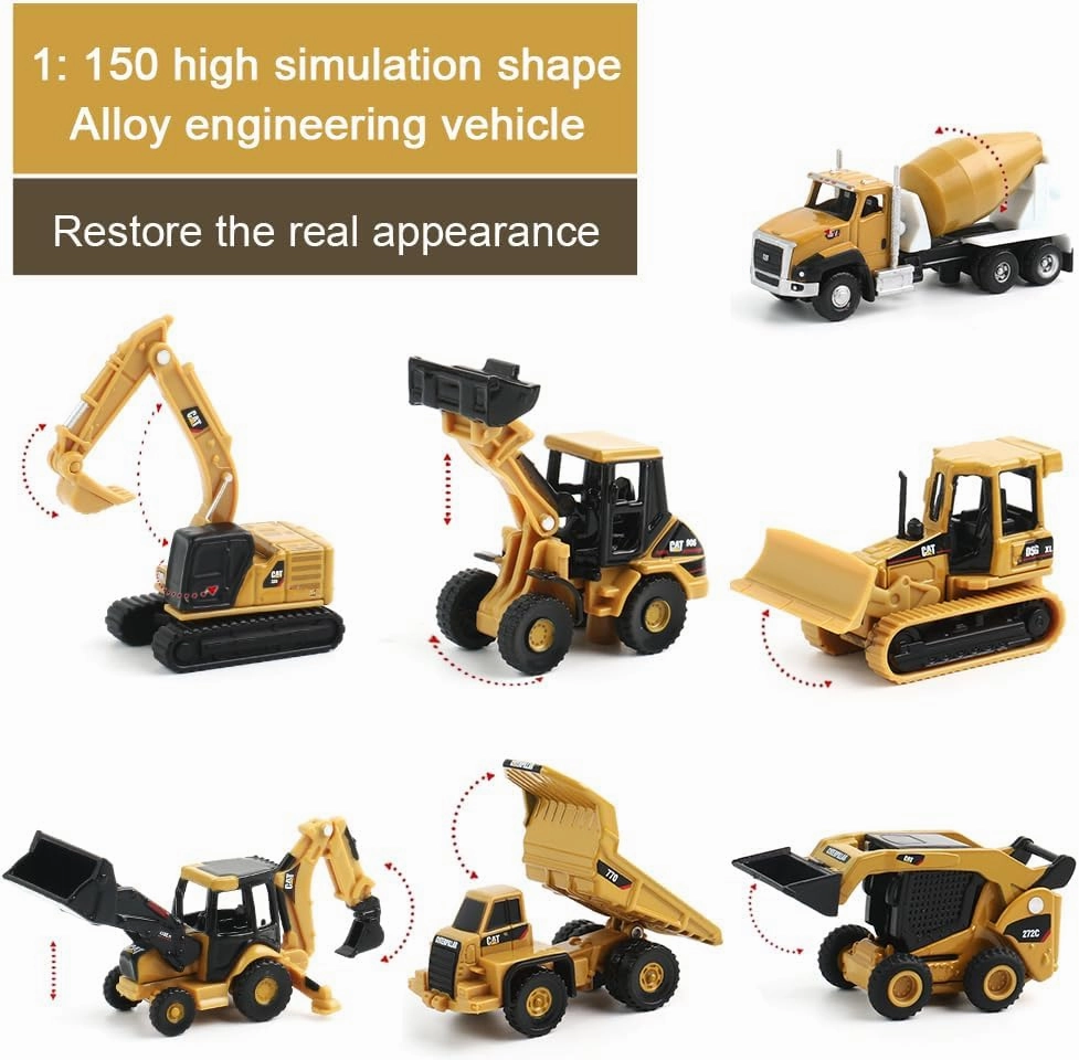1:150 N Scale Mini Construction Vehicles Toys, Diecast Engineering Vehicle Model for N Scale Railroad, Train Set, Collection, Age 15 