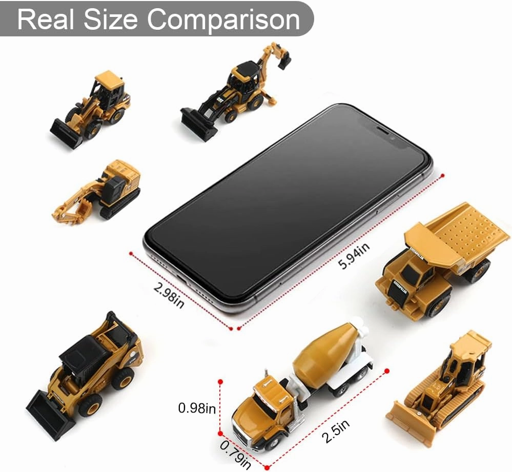 1:150 N Scale Mini Construction Vehicles Toys, Diecast Engineering Vehicle Model for N Scale Railroad, Train Set, Collection, Age 15 