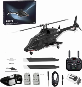 1/34 AW-911 Remote Control Helicopter with GPS Positioning Nose Accessories, 2.4G 9CH Flybarless 6G/3D Stunt RC Helicopter Military Armed RC Aircraft Toy Gift for Adults -RTF