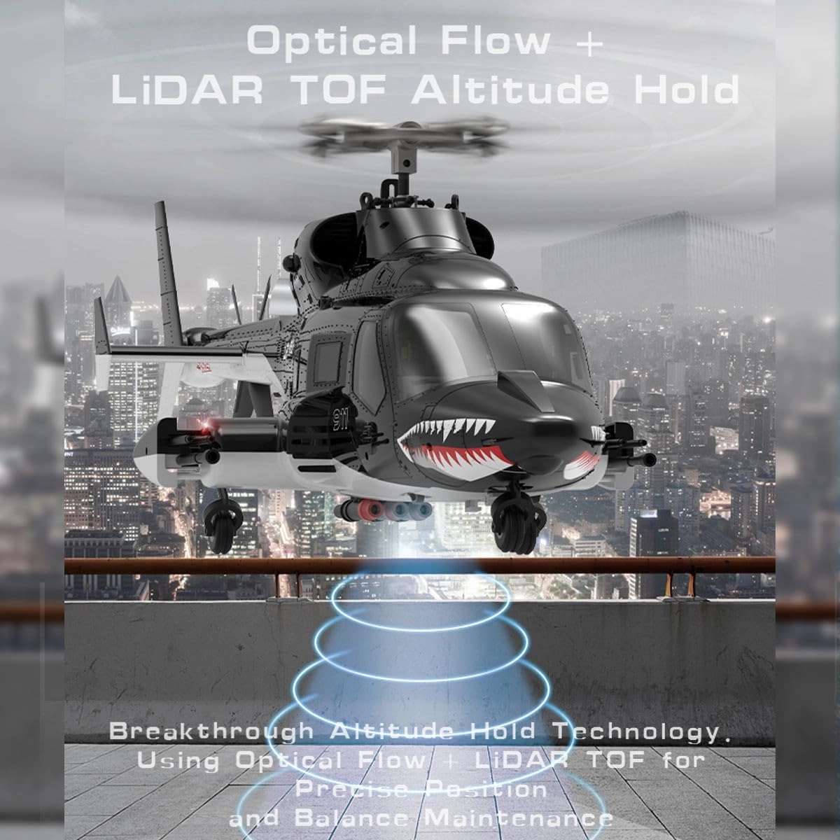 1/34 AW-911 Remote Control Helicopter with GPS Positioning Nose Accessories, 2.4G 9CH Flybarless 6G/3D Stunt RC Helicopter Military Armed RC Aircraft Toy Gift for Adults -RTF