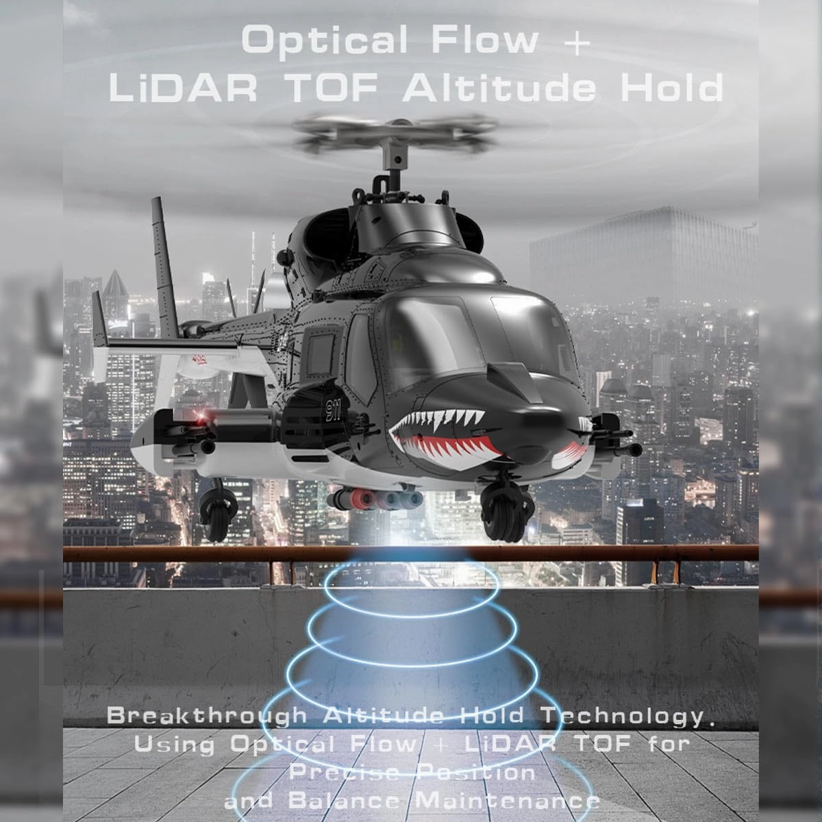 1/34 AW-911 Remote Control Helicopter with GPS Positioning Nose Accessories, 2.4G 9CH Flybarless 6G/3D Stunt RC Helicopter Military Armed RC Aircraft Toy Gift for Adults -RTF