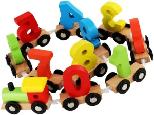 1Pc Wooden Train Educational Prop for Includes Blocks Safe Material Present for Birthdays and Holidays