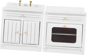 1set Miniature Dollhouse Sink Stove Kitchen Furniture Model for Dollhouse Decor Functional Wash Basin Stove Accessories for Home