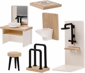 1Set Scale Includes Sink Shower Toilet Vanity Stool Towel Rack and Weight Scale Realistic Decor for Dollhouse Enthusiasts