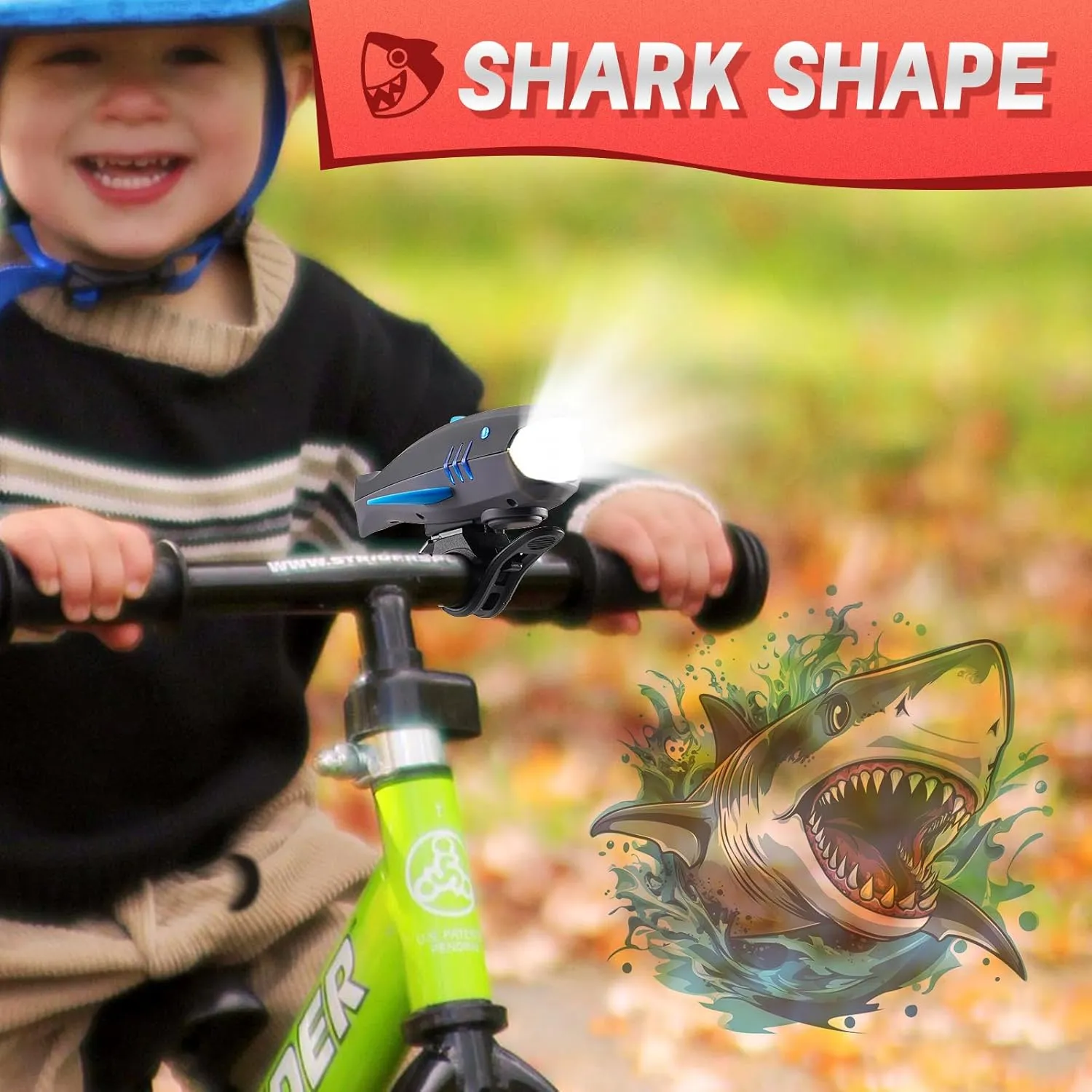 2-in-1 Bike Horn with Light, 120dB Electric Bicycle Bell & 400LM Rechargeable Headlight, IPX4 Waterproof Kids Bike Accessories for Boys/Girls, Scooters, Easy Install with Battery Display