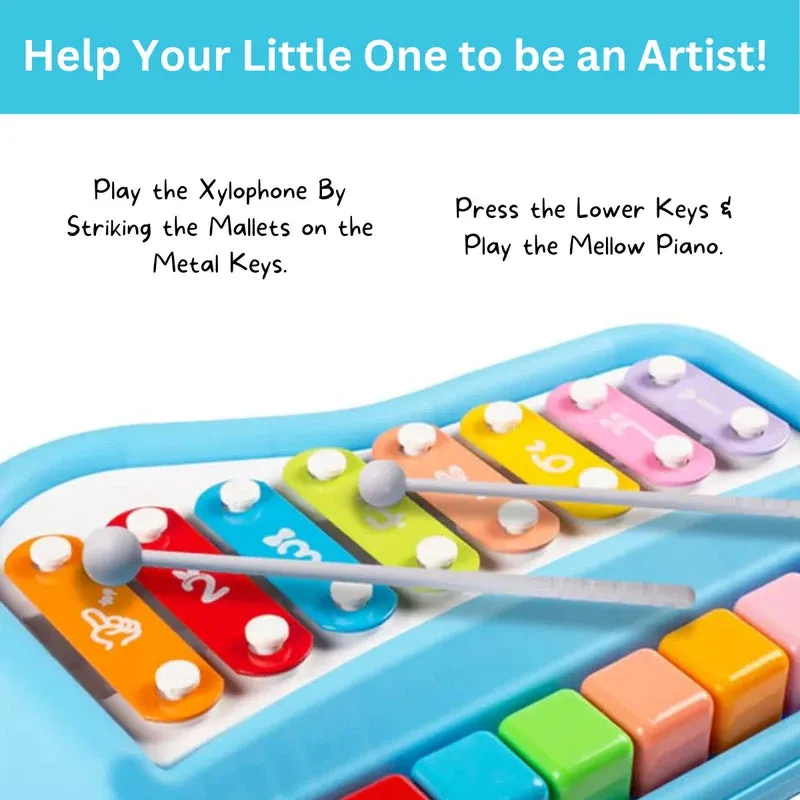 2-in-1 Xylophone & Piano - 8 Keys| Assorted Colours (1-4 Years)