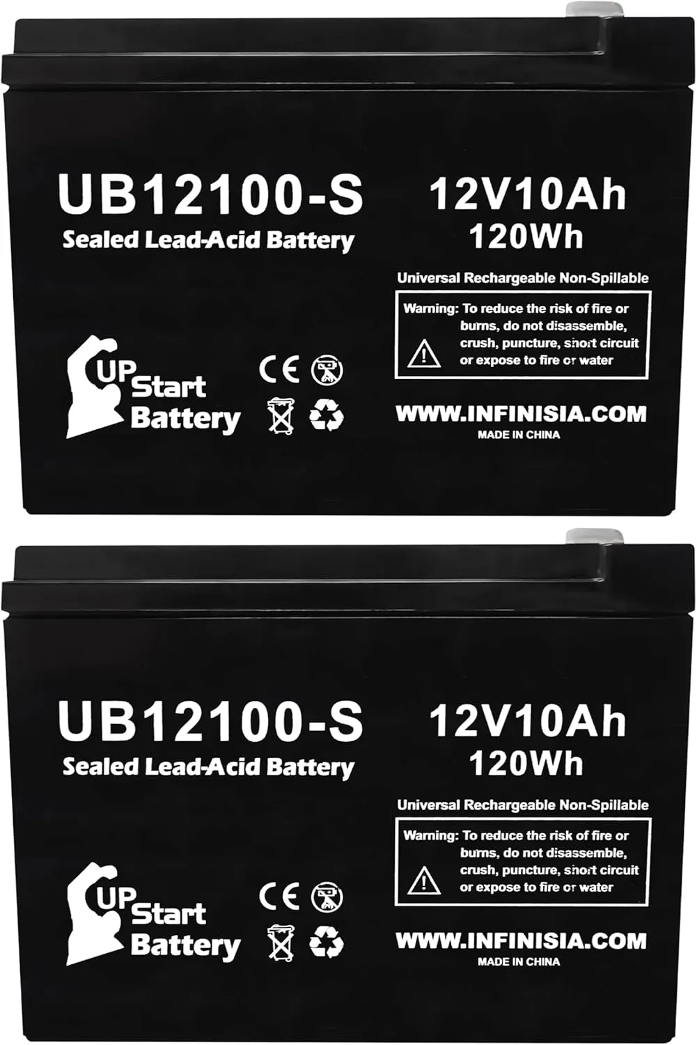 2 Pack 12V 10Ah Replacement for Shoprider Echo 3 Battery SL73-24V 10AH UB12100-S for Shoprider Mobility Scooter Battery - SLA Sealed Lead Acid AGM Batteries