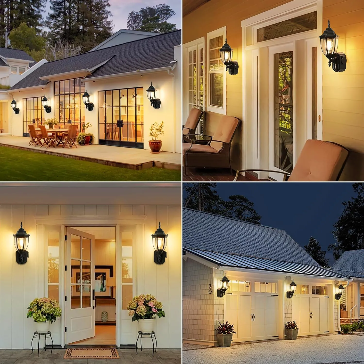 2 Pack Porch Lights with Outlet, Motion Sensor Outdoor Lights, Updated Dusk to Dawn Exterior Lighting Fixtures, Waterproof Anti-Rust Aluminum Outside Lights for House Entryway Garage, Black