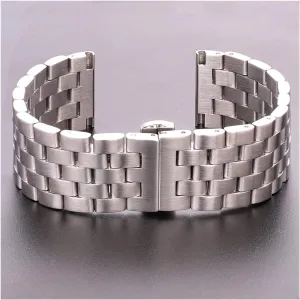 20 22 24 26mm Stainless Steel watchbands Women Men Silver Brushed Metal Watch Strap Deployment Clasp