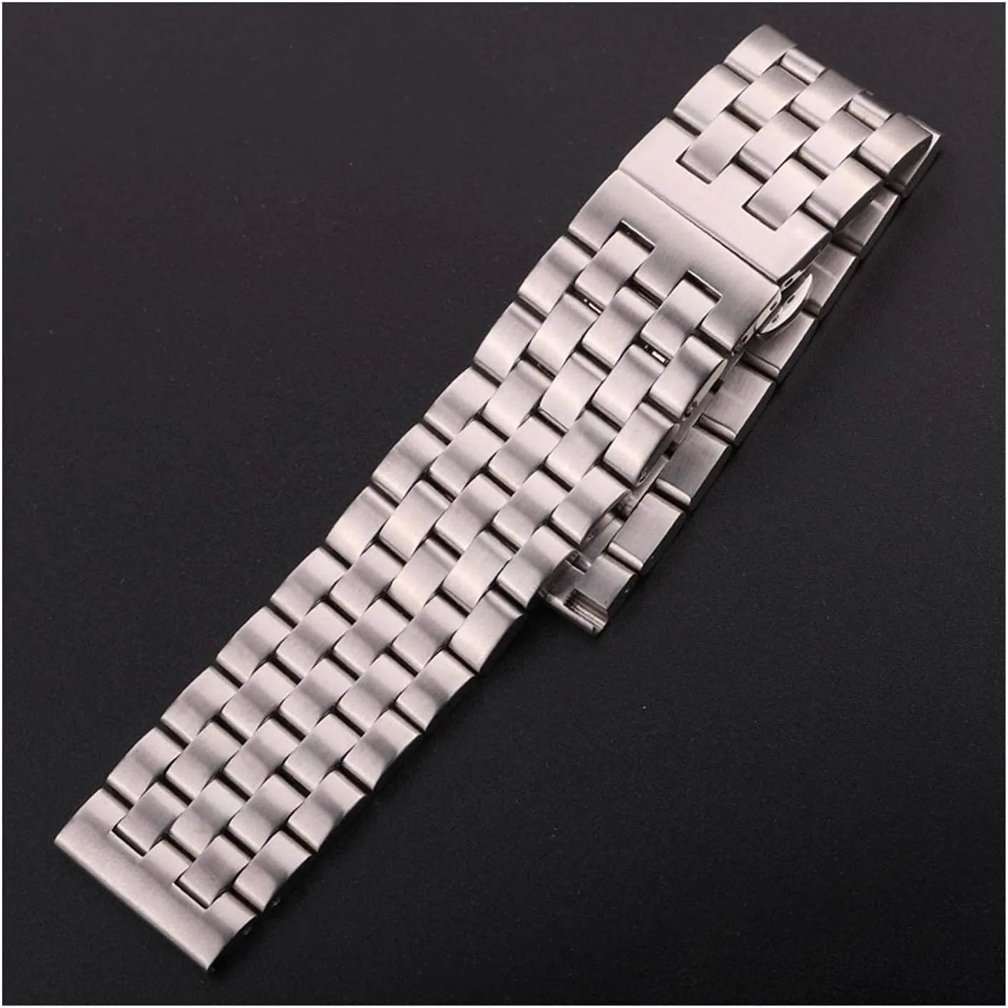 20 22 24 26mm Stainless Steel watchbands Women Men Silver Brushed Metal Watch Strap Deployment Clasp