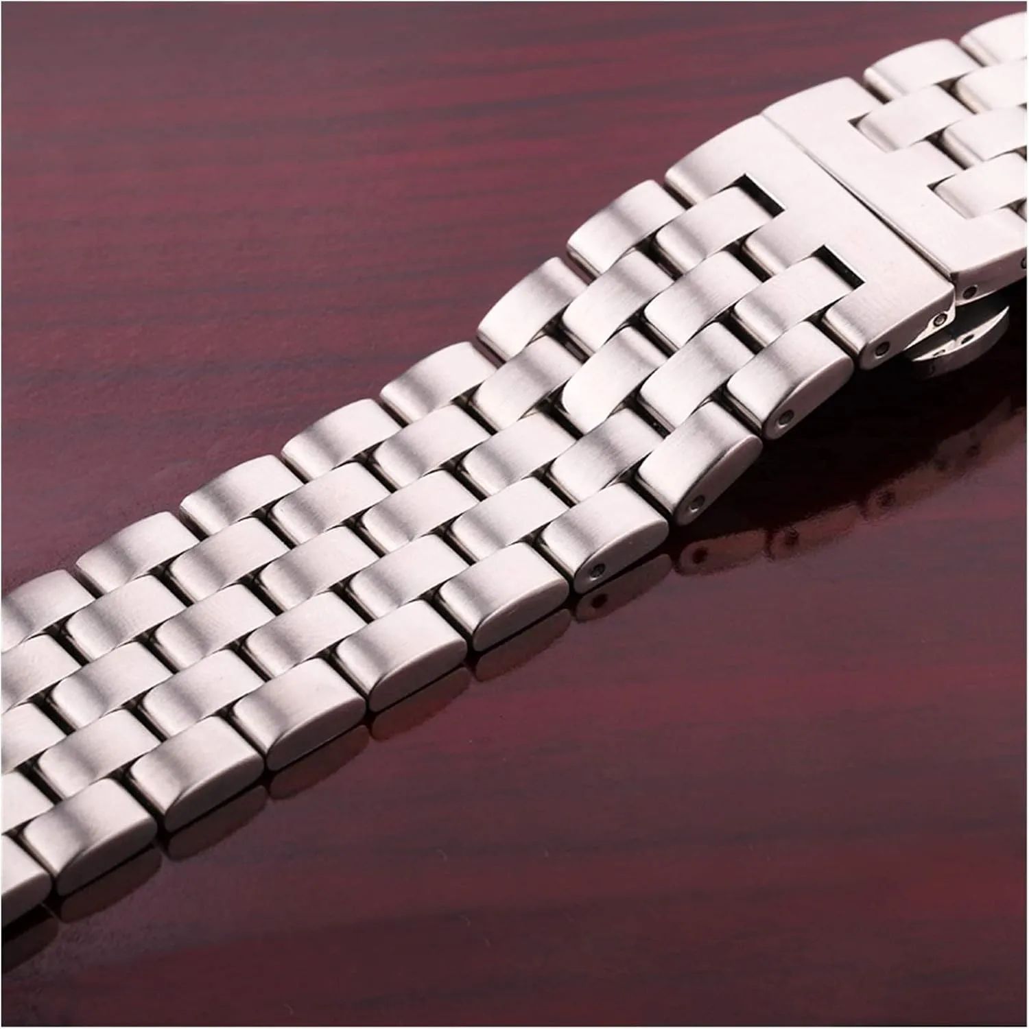 20 22 24 26mm Stainless Steel watchbands Women Men Silver Brushed Metal Watch Strap Deployment Clasp