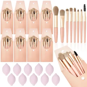 20 Pcs Travel Makeup Brush Set, 10 Pcs Mini Travel Brush Set with Bag, 10 Pcs Makeup Sponge Princess Party Favor Set for Women Girl Home Business Party Souvenirs(Pink)