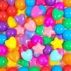 200 Pieces Pit Balls for Kids Star Heart Shape Plastic Balls for Toddler Playpen 2.17'' Play Toy Ball for Crawl Tunnel Inflatable Pool Birthday Party Decoration
