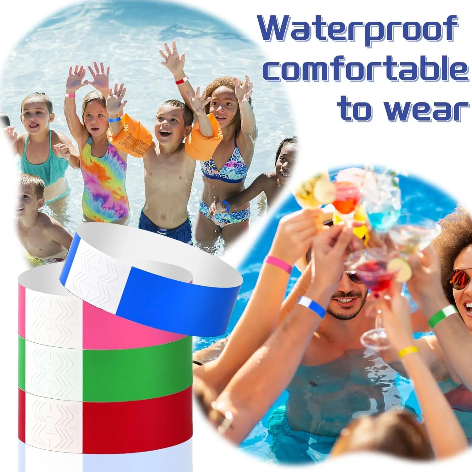 2000 Pcs Paper Wristbands for Events Waterproof Neon Colored Wrist Bands Adhesive Concert Identification Wristbands Hand Bands for Events(Color)