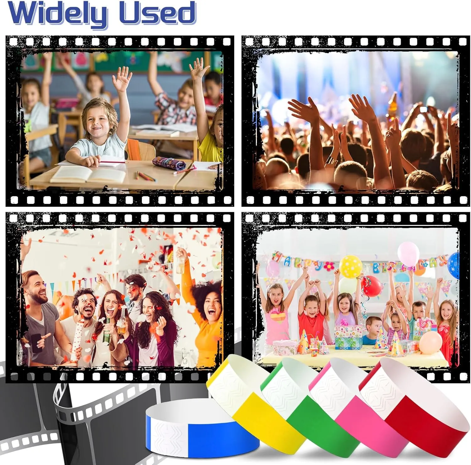 2000 Pcs Paper Wristbands for Events Waterproof Neon Colored Wrist Bands Adhesive Concert Identification Wristbands Hand Bands for Events(Color)