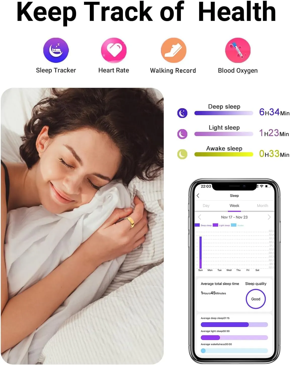 2025 Upgrade Smart Ring Health Tracker for Men Women - IP68 Waterproof Fitness Ring with Sleep Tracker/Heart Rate/Blood Oxygen/Steps/Distance/Calories, Air Shutter, Charging case Up to 7-Day