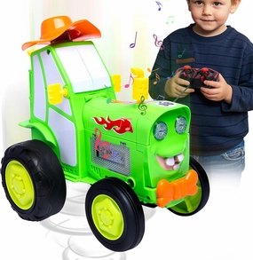 2025 Crazy Jumping Car Toys- Toy Cars Remote Control Truck with Light & Music, Dinosaur Toys for Kids, Scale RC Truck with 360° Spins and Drifting, Toys for Ages 4-8 (Green)