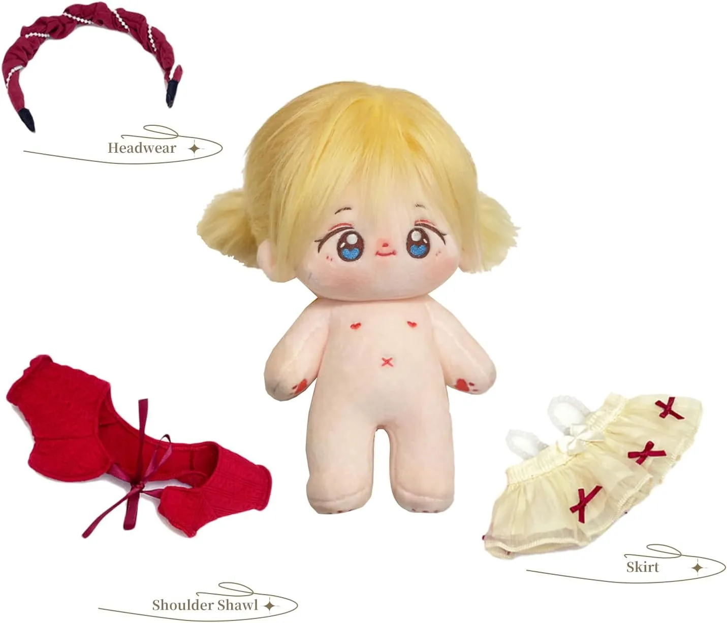 20cm Poseable Plush Doll - Cute Cotton Stuffed Toy with Jointed Skeleton - Anime Soft Dress-Up Doll - Adorable Kawaii Collectible-01