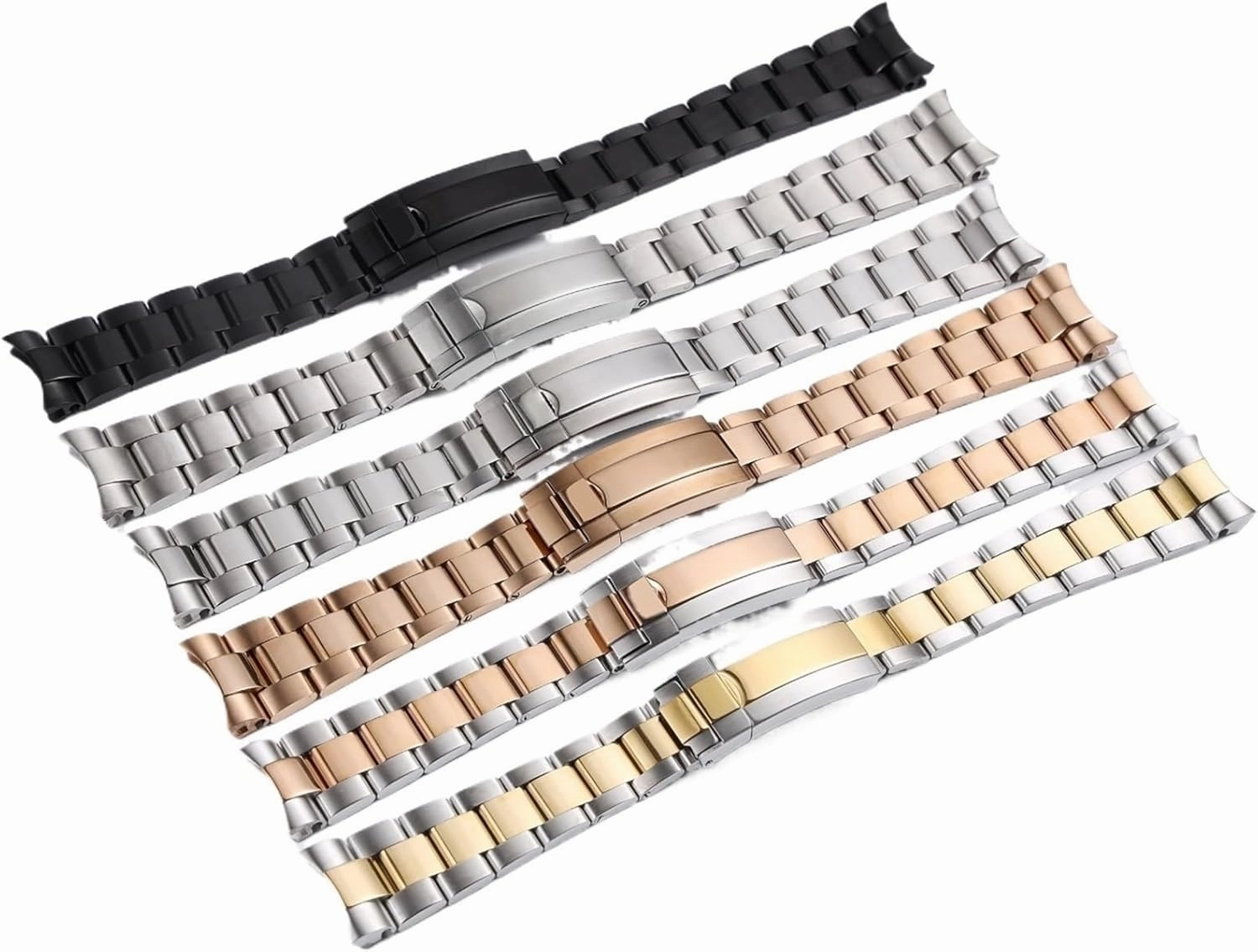 20mm 21mm Stainless Steel Curved End Watch Strap Wrist Band Bracelet Accessories Men Women Watch Chain Strap