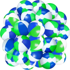24 Pack 16 Inches Inflatable Beach Ball Kids and Adults Blow up Rainbow Colored Beach Ball for Beach Pool Party Favors School Water Games Toys Summer Supplies (Blue, Green, White)
