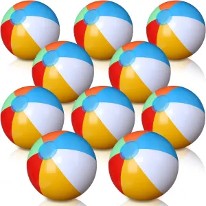 24 Pack 16 Inches Inflatable Beach Ball Kids and Adults Blow up Rainbow Colored Beach Ball for Beach Pool Party Favors School Water Games Toys Summer Supplies (Colorful)