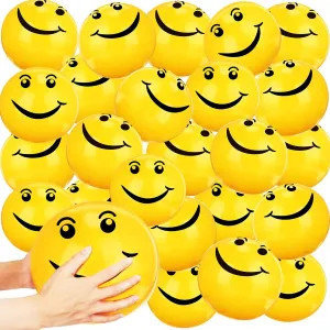 24 Pieces Smile Face Inflatable Beach Balls Party Pack Inflatable Beach Balls Bulk Yellow Colored Water Balls Classic Blow up Beach Pool Toys for Summer Vacation Hawaiian Party Favors (12 Inch)