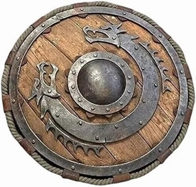 24-Inch Medieval Dragon Viking Shield Wooden and Metal Construction for SCA LARP Warriors, Ideal for Historical Enthusiasts