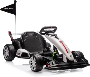 24V Electric Drift Kart for Kids, Ride Car with Adjustable Seat & 8.5MPH Speed, EVA Silent Wheels, Parent-Safety Certified Ride-On Toy