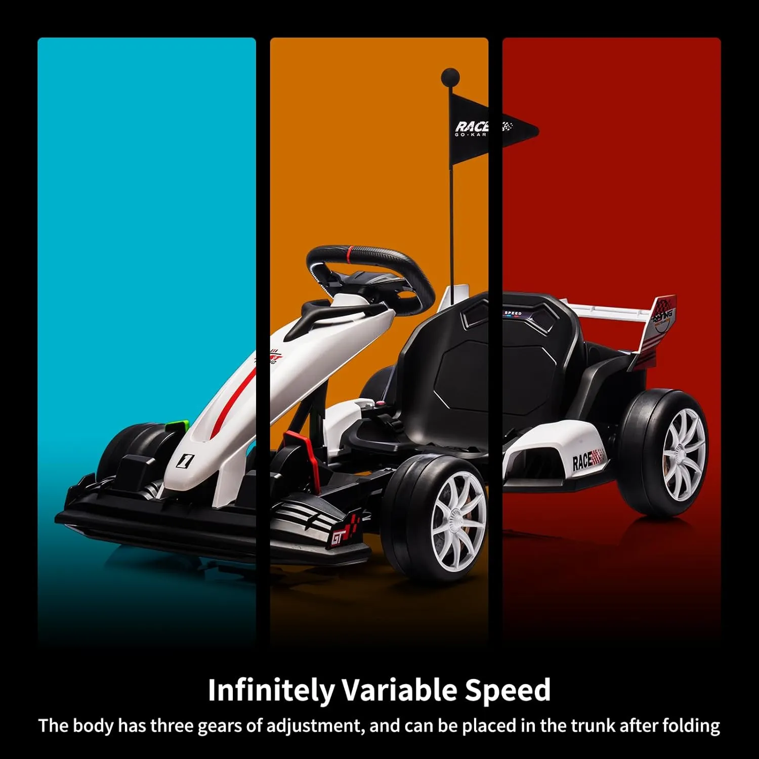 24V Electric Drift Kart for Kids, Ride Car with Adjustable Seat & 8.5MPH Speed, EVA Silent Wheels, Parent-Safety Certified Ride-On Toy