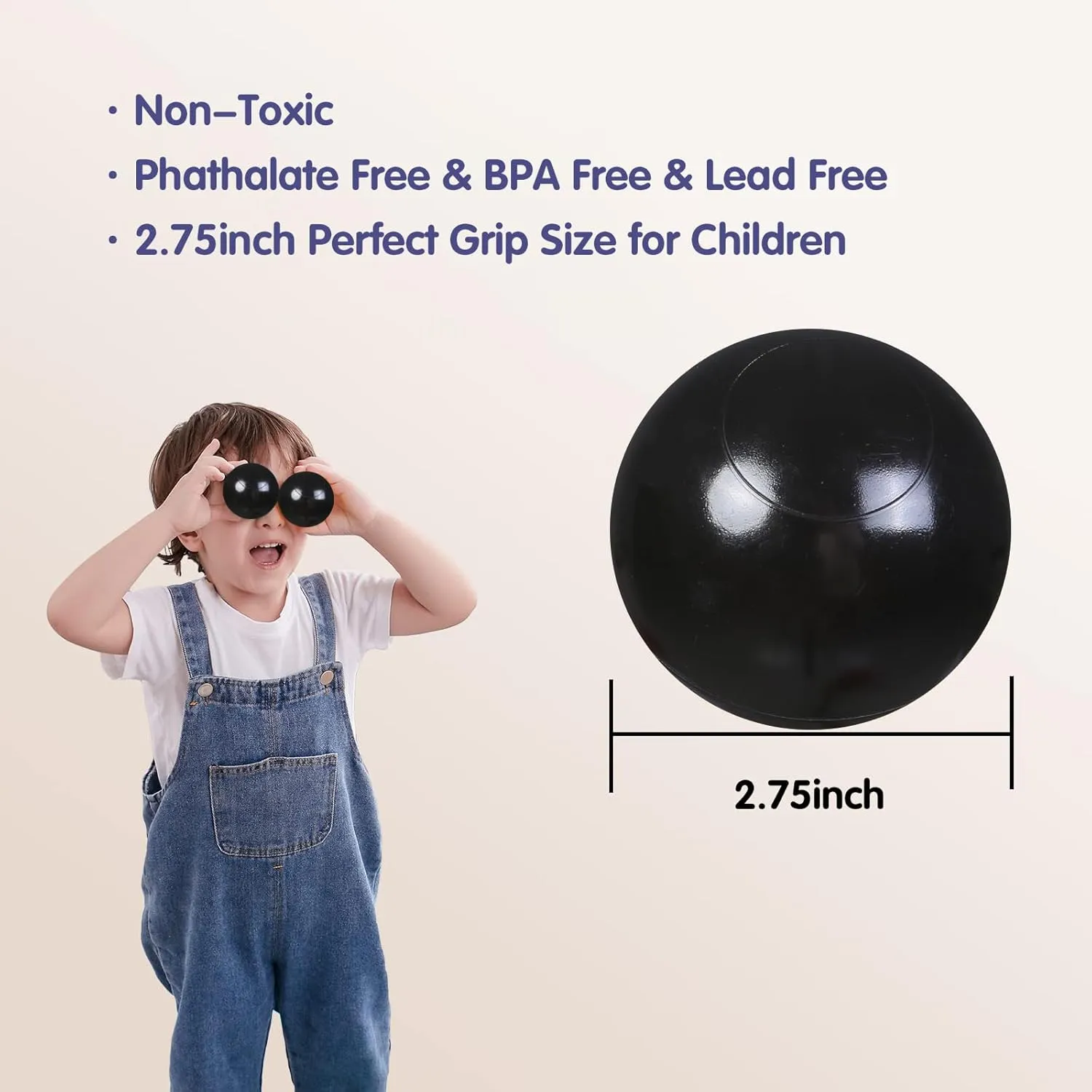 2.75 Inch Big Ball Pit Balls - Crush Proof Plastic Balls for Ball Pit Pack of 50pcs Set for Toddlers Ball Pool Playtent Tunnels with Reusable Storage Bag