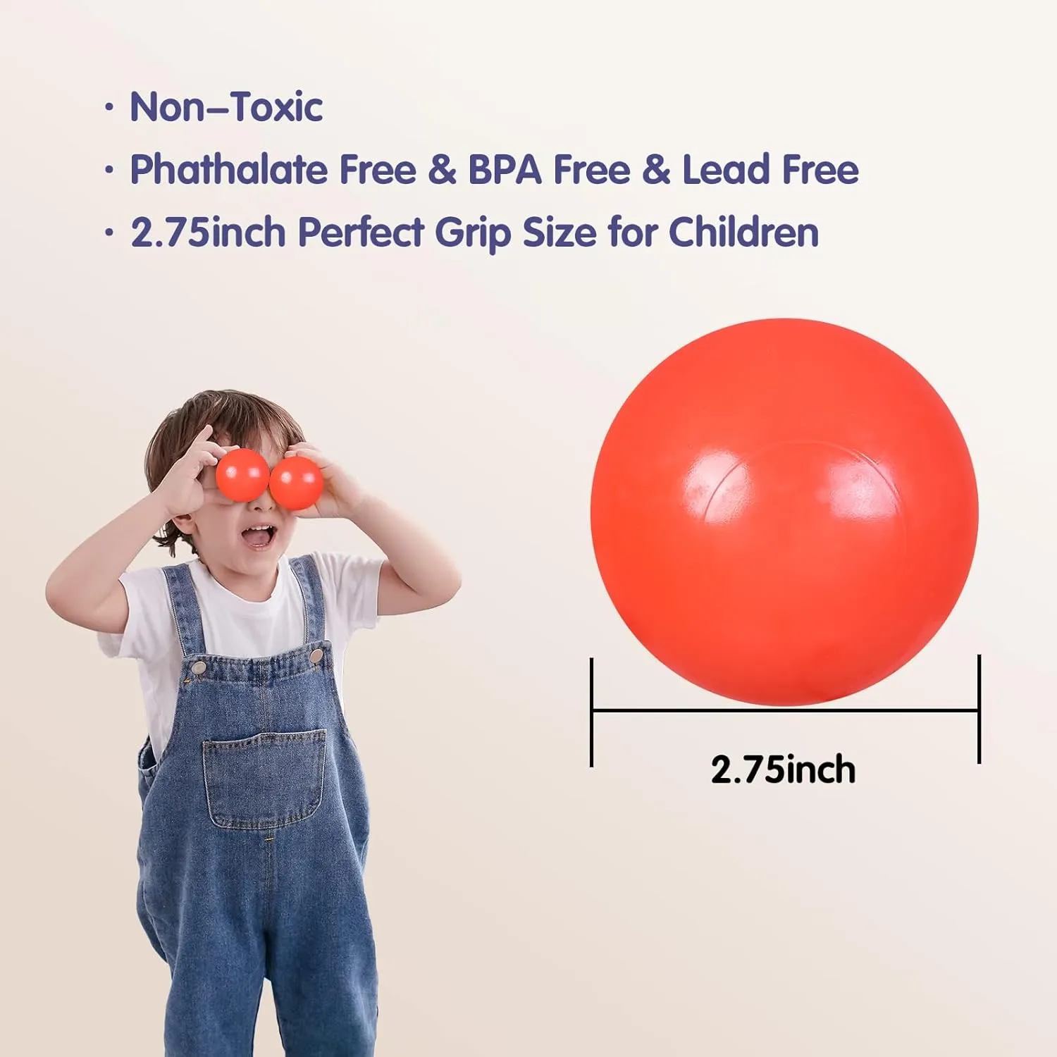 2.75 Inch Big Ball Pit Balls - Crush Proof Plastic Balls for Ball Pit Pack of 50pcs Set for Toddlers Ball Pool Playtent Tunnels with Reusable Storage Bag