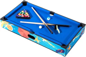 27" Mini Pool Table Set, Small Tabletop Pool Table, Portable Billiards Game Includes Small Billiards Balls, Pool Cues, Triangle Rack, Chalk, Brush for Family