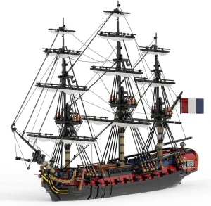 28-Gun Frigate Full Rigged Ship with 3 Masts and Interior 6149 Pieces MOC for Age 18 