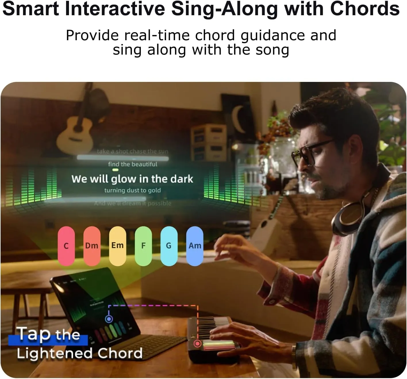 29-Key(Expandable to 88-Key) Smart Piano Keyboard with Speaker, Rainbow Lighting Keys, Beginner Lessons, 256 Tones, 100  Chords, Sustain Pedal Jack, and Electric Keyboard Piano Audio Input