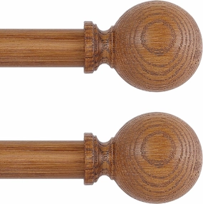 2 Pack Wood Curtain Rods for Windows 18 to 60 Inch,1 Inch Wood Grain Ball Adjustable Curtain Rod,Boho Heavy Duty Curtain Rods,Farmhouse Rustic Window Curtains Rods,Brown Drapery Rods Set 18-60"