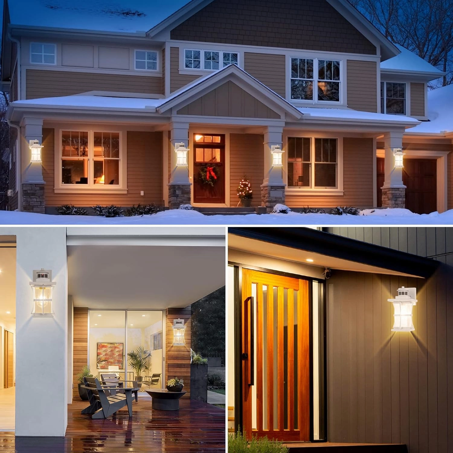 2 Packs White Motion Sensor Outdoor Lights - Advanced Dusk to Dawn Outdoor Lighting, Waterproof Exterior Light Wall Mount Fixtures, Anti-Rust Porch Outside Lights Wall Sconce for House, Garage, Square
