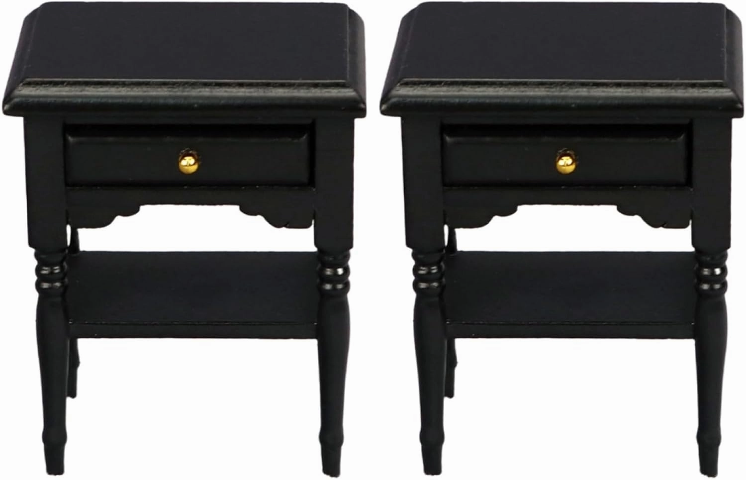 2 Pcs Miniature Wooden Nightstand - Black Dollhouse Bedroom Furniture, Tiny House Cabinet Decor, Miniature End Table for Dollhouse, 2.59 X 2.08 X 3.22 Inches