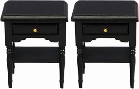 2 Pcs Miniature Wooden Nightstand - Black Dollhouse Bedroom Furniture, Tiny House Cabinet Decor, Miniature End Table for Dollhouse, 2.59 X 2.08 X 3.22 Inches