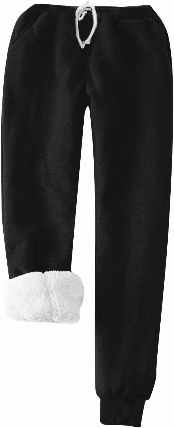2 PCS Outfits Womens Fleece Sherpa Lined Sweatsuits Funny Long Sleeve Tops and Sweat Pants Winter Warm Tracksuit Set
