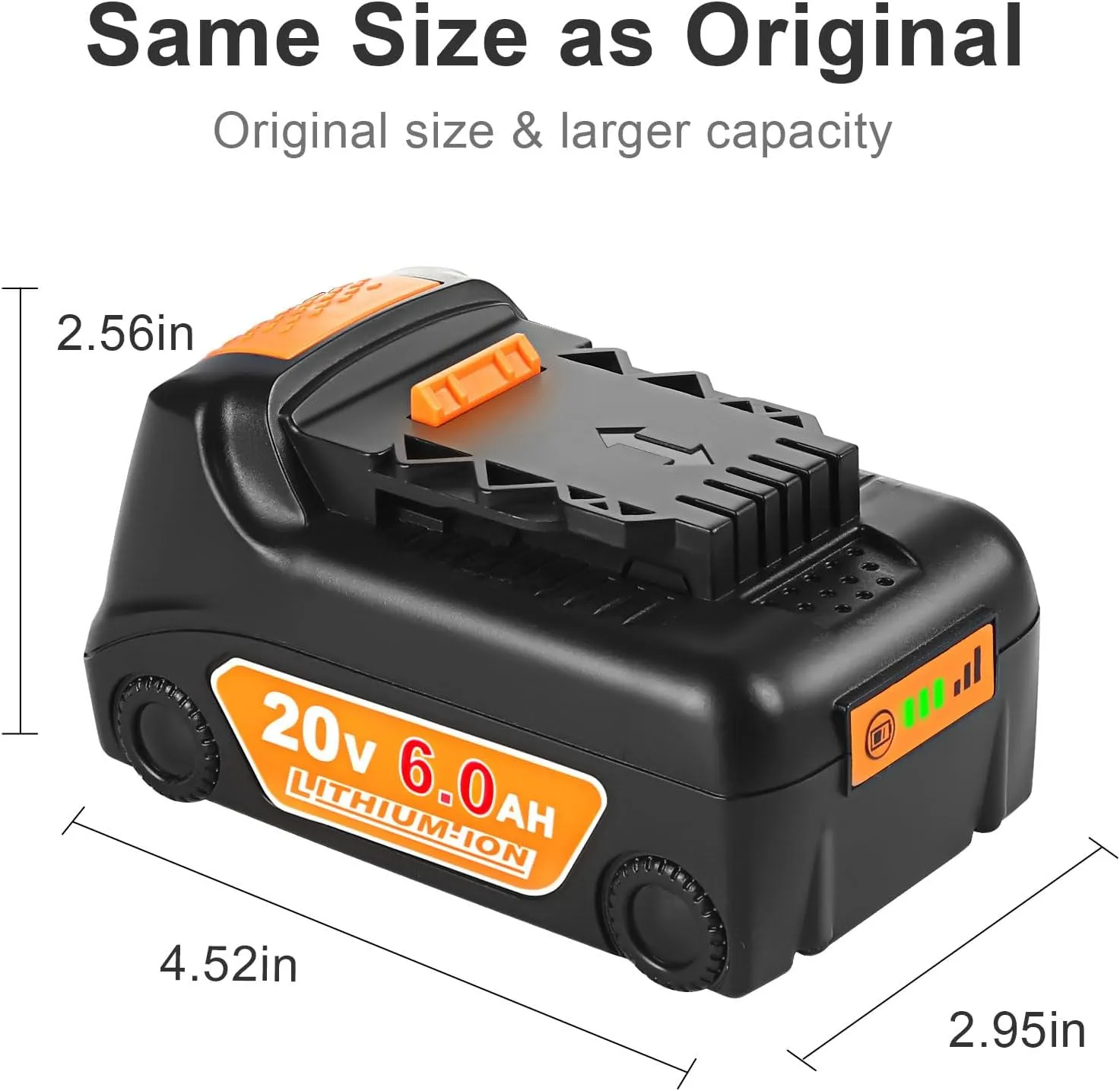 2Pack 20V 6.0Ah Replacement for Dewalt 20V Max Battery Cordless Tool Battery DCB200 DCB203 DCB204 DCB206