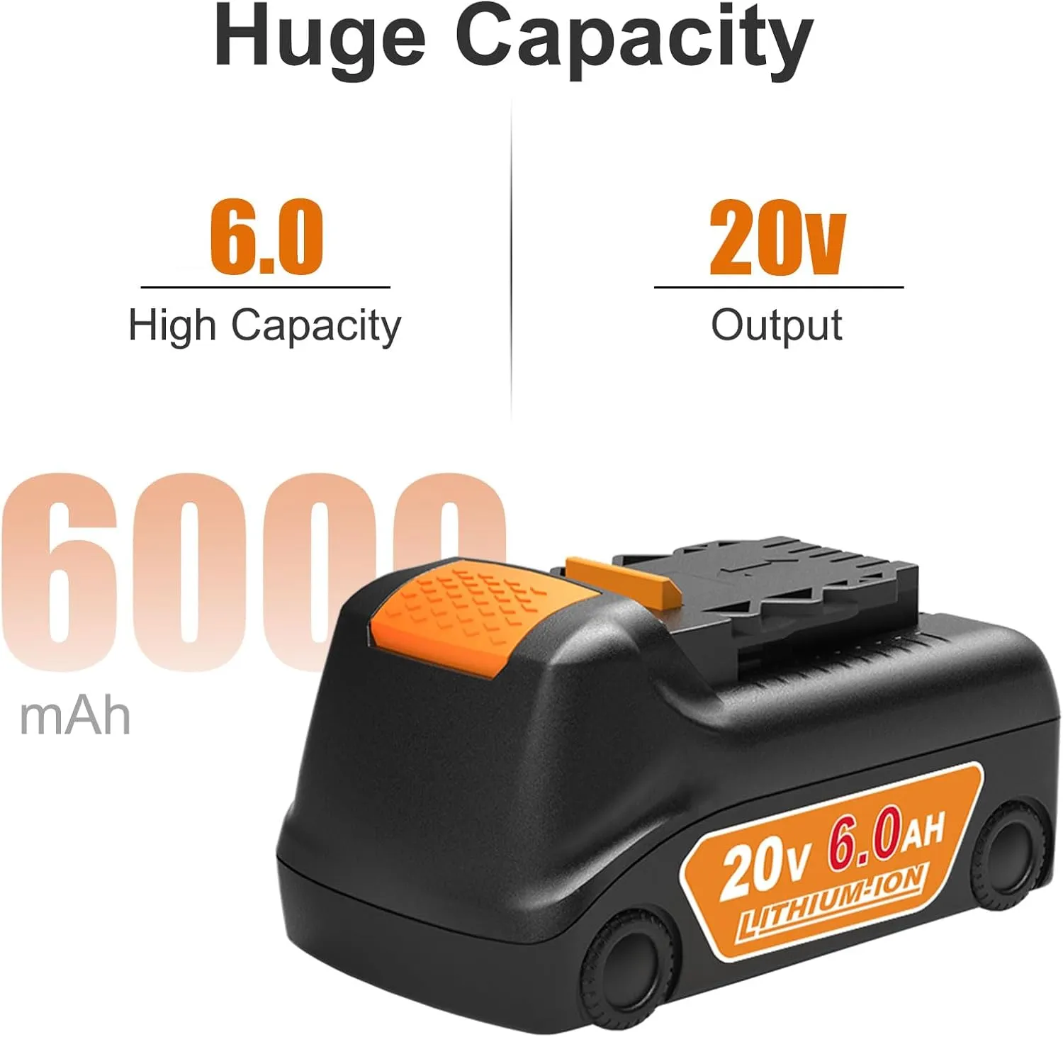 2Pack 20V 6.0Ah Replacement for Dewalt 20V Max Battery Cordless Tool Battery DCB200 DCB203 DCB204 DCB206