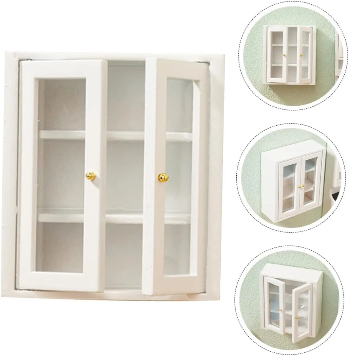 2pcs Dollhouse Bathroom Hanging Cabinet Micro Landscape Decor Chic Doll Furniture for Mini House Decoration Present for Miniature Enthusiasts