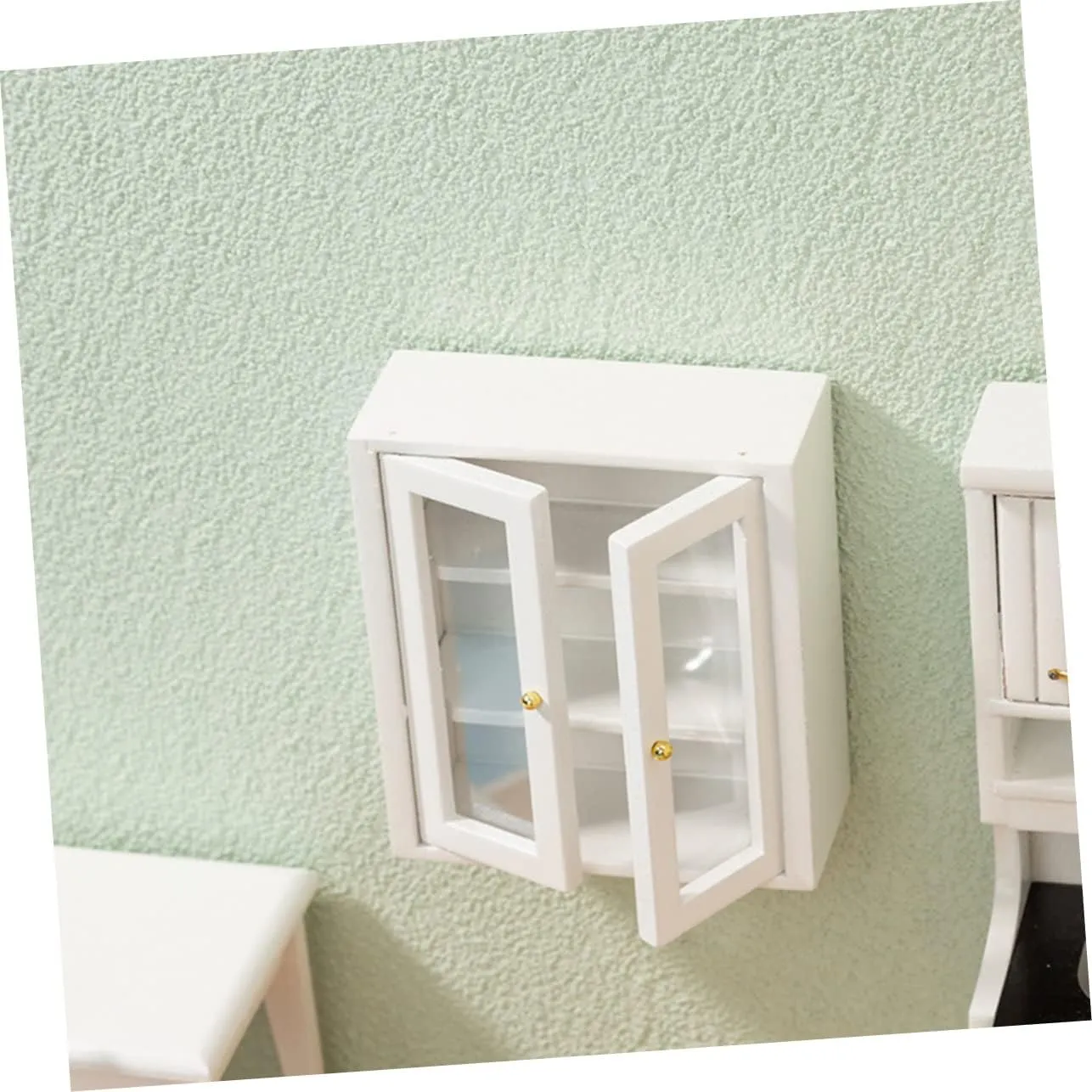 2pcs Dollhouse Bathroom Hanging Cabinet Micro Landscape Decor Chic Doll Furniture for Mini House Decoration Present for Miniature Enthusiasts