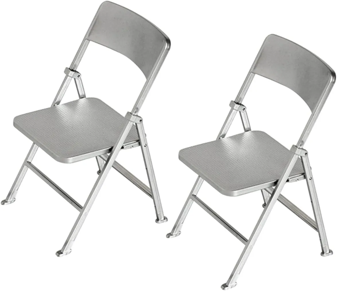 2Pcs Mini Folding Chair for Dolls Decorative Tiny Furniture Realistic Design Accessory for Dollhouse Miniature Display Compact
