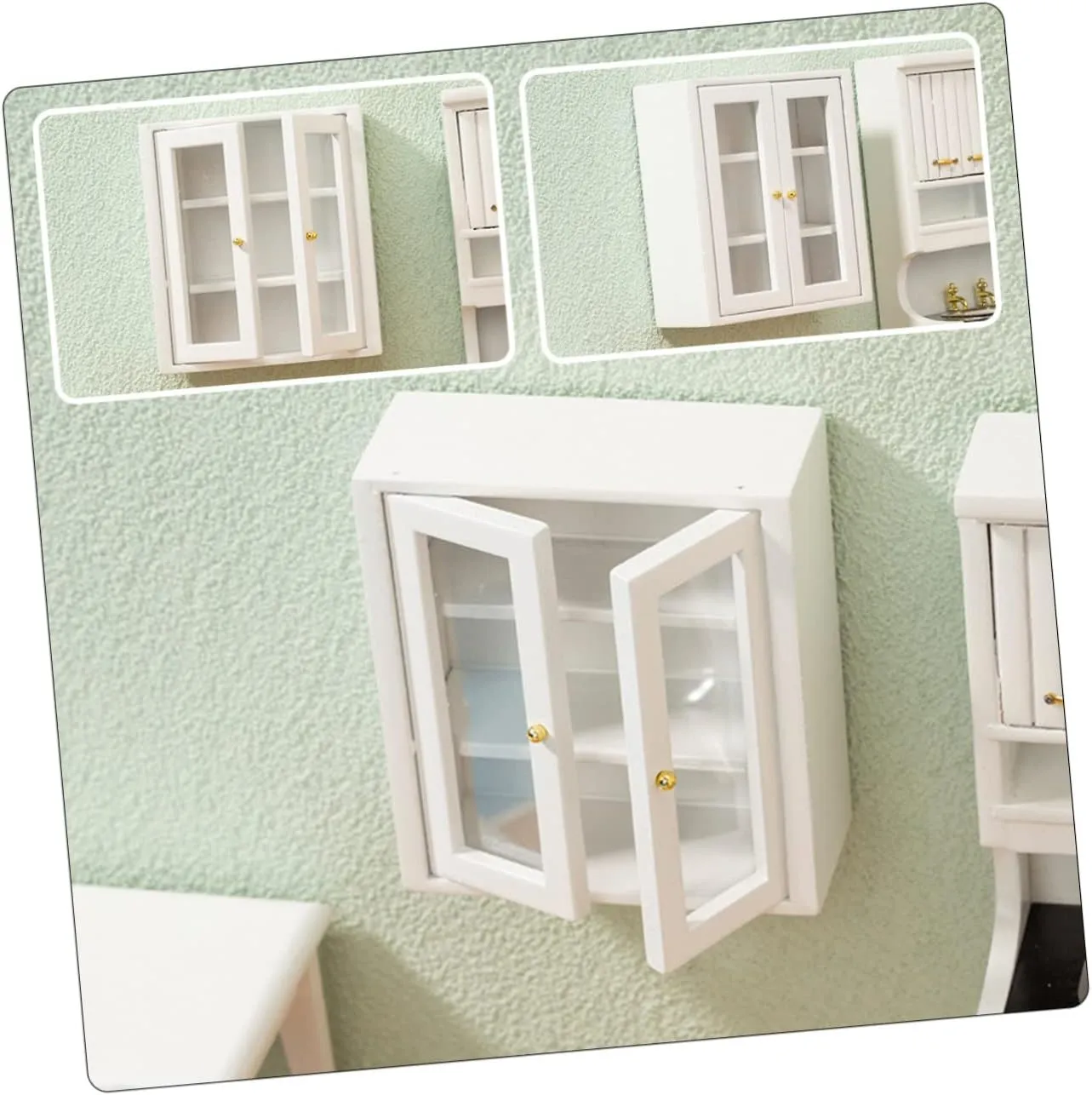 2pcs Miniature Cabinet Model Ornament Tiny House Decor for Dollhouse Kitchen Modern Design Mini Furniture for Spaces Present for Miniature Enthusiasts