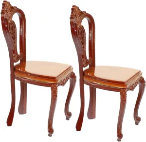 2pcs Miniature Dollhouse Chair Retro Furniture for Living Room Bedroom Garden Decor for Boys and Girls Playtime Creative Scenes
