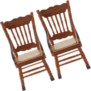 2pcs Miniature Furniture Set Miniature Dollhouse Chairs Perfect for Decorative Mini House Decor