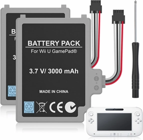 2Pcs Battery Pack for Wii U Gamepad, Rechargeable Battery Replacement with Screwdriver for Nintendo Wii U Gamepad WUP-012, WUP-010